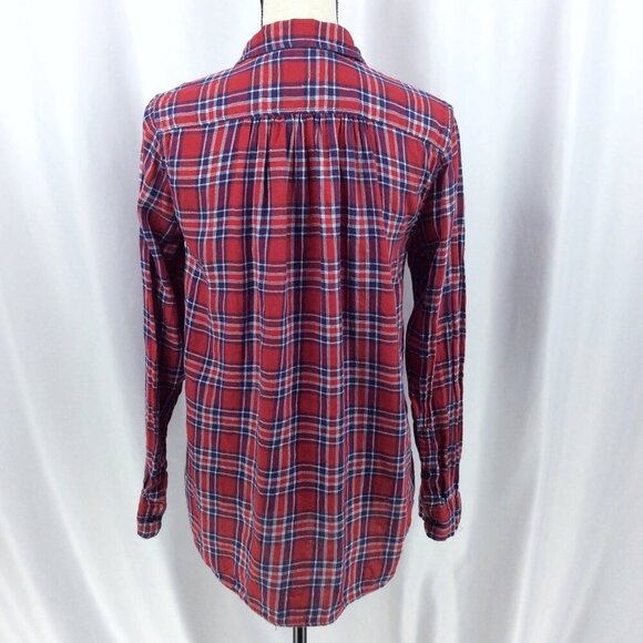 RL Utility Denim & Supply Ralph Lauren Top Womens Medium Linen Red Blue Plaid - Picture 3 of 10